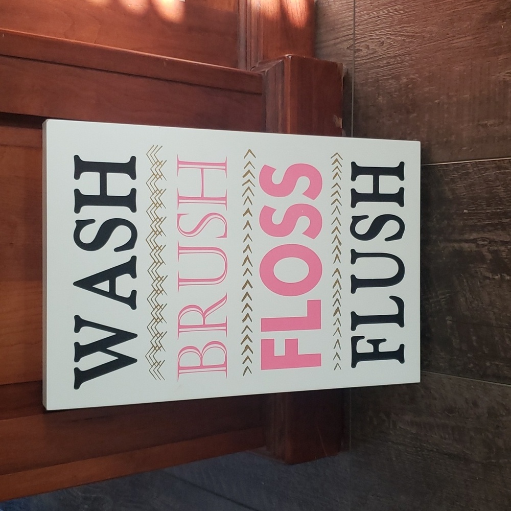 Bathroom sign Pink & Black On White Hobby Lobby Wash Brush Floss Flush